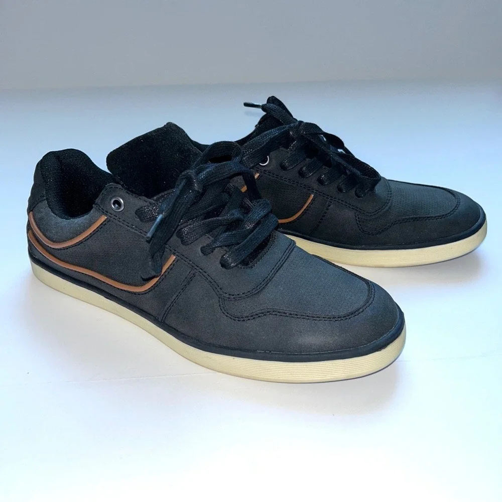 Primark Man Black Tan Sneakers Shoes‎ New Sz. 8